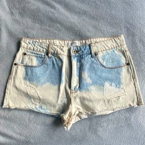 Bleached Denim Shorts